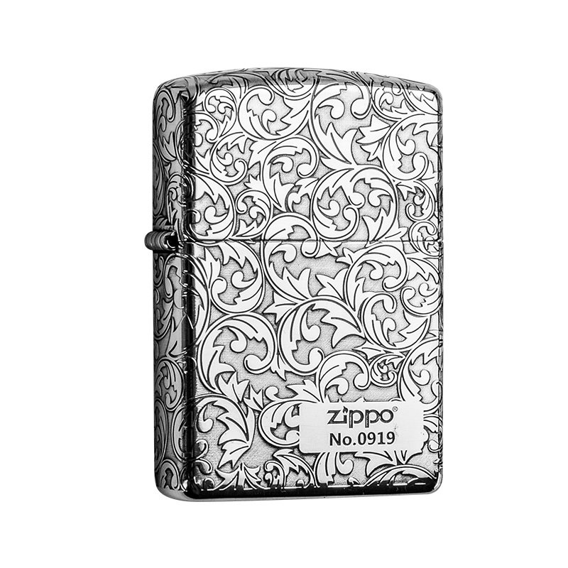 zippo美国纯银富贵唐草打火机