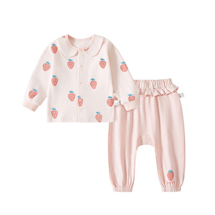 婴儿分体套装女宝宝秋衣秋裤纯棉长袖婴幼儿早春外出服女童春装