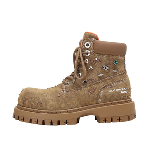 刘耀文同款 ADC达芬奇 ADCDAVINCI 厚底马丁靴 洗水牛仔布工装靴