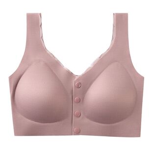 妈妈内衣背心式前扣文胸中年妇女大码老年人胸罩无痕运动无钢圈薄