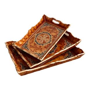 欧式创意木质家用客厅茶几长方形托盘水果盘木制茶盘水杯托盘