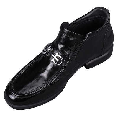 2025冬季新款真皮男鞋加绒保暖套筒时尚厚底休闲鞋防滑高帮皮鞋男