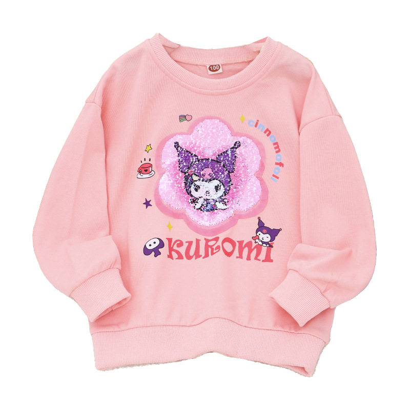 爱沙变图案衣服女童变脸卫衣宽松休闲套头衫潮小孩库洛米变色童装