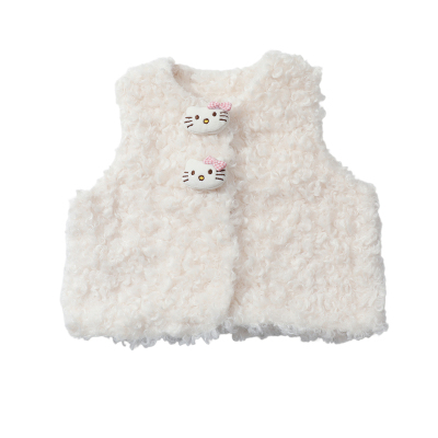 女童韩系加绒马甲秋冬款2025新款女宝宝洋气加厚皮毛一体背心坎肩