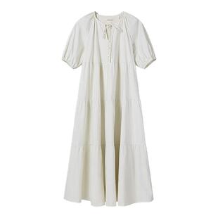 OCHIRLY欧时力 长绒棉府绸A字连衣裙女长裙度假裙夏新品
