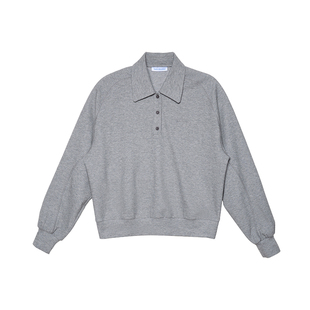 basicshenshen春季Polo领短款卫衣A字分割短裙时尚休闲两件套装女