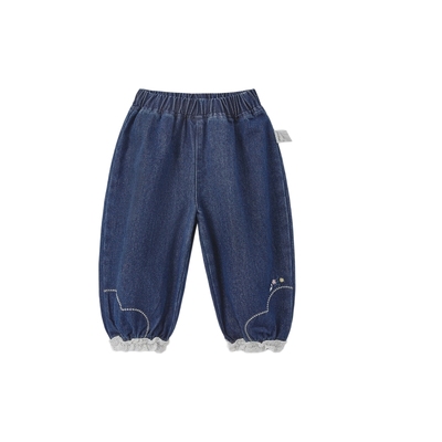 [7A抗菌]女童牛仔裤秋冬宝宝宽松灯笼裤小童休闲儿童加绒裤子女孩