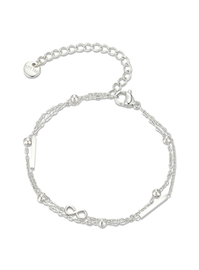 旭平银色金属珠珠双层叠戴手链女简约ins风小众设计时尚质感手饰