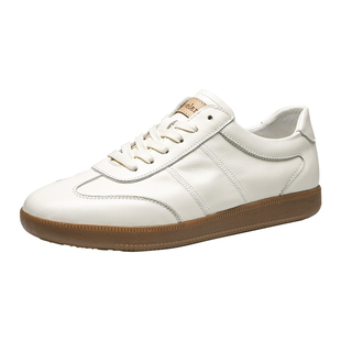 枫叶男鞋真皮小白鞋男透气复古男士运动板鞋白鞋百搭休闲德训鞋潮