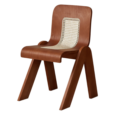 法式复古侘寂风实木藤编椅