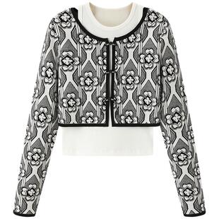 太平鸟女装春季两件式线套衫微弹针织衫A1EEE1285