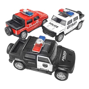玩具汽车合金车模悍马回力警车仿真汽车模型儿童越野皮卡声光小车
