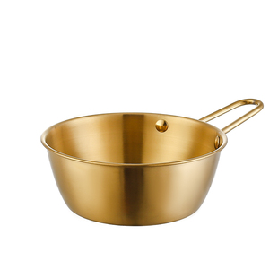 韩式304不锈钢米酒碗isn米酒碗带把碗韩国料理碗金色手柄碗调料碗