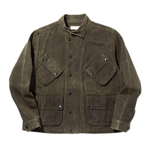 32Days美式复古工装重磅机车油蜡布夹克服阿美咔叽多口袋硬汉外套