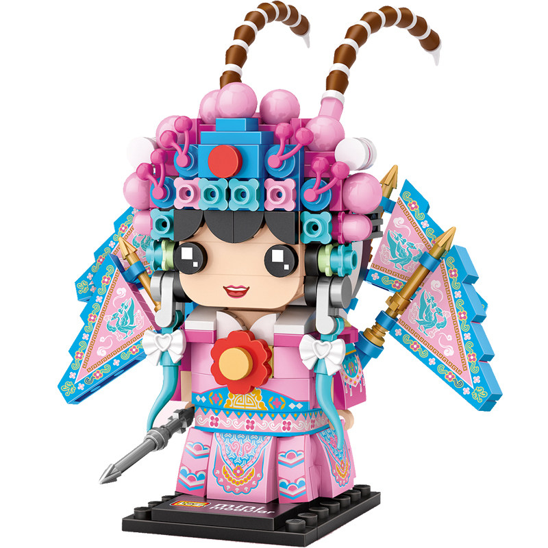 LOZ刀马旦戏曲人物武生京剧小生民国印像青衣霸王虞姬小颗粒积木