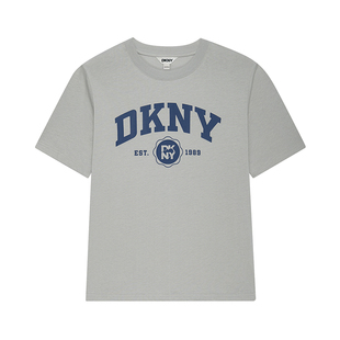 【100%棉】DKNY唐可娜儿春夏短袖T恤女美式复古宽松字母印花上衣