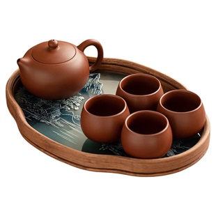 紫砂西施壶家用泡茶壶茶杯茶盘一壶四杯中式功夫茶具套装泡茶器