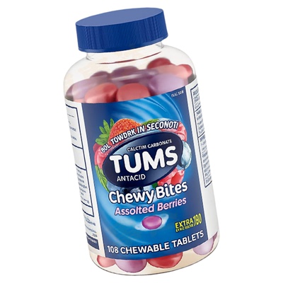 美国进口 TUMS 浆果味咀嚼抗胃酸软片108粒 孕妇老人防胃酸钙片