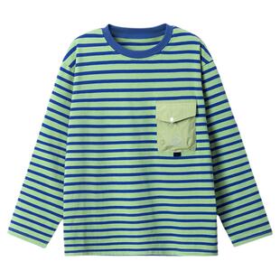 Bluem男童T恤长袖儿童上衣童装春季新款男孩衣服青少年条纹衣大童