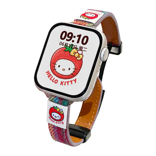 适用华为watchFit4表带inskitty凯蒂猫格纹拼皮质腕带Fit3华为fit4pro高级华为fit2/1手表替换带配件新款表带
