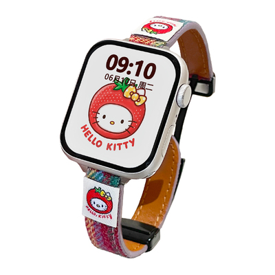 北想华为fitkt猫格纹皮表带