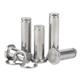 304不锈钢平头带槽销轴卡簧圆柱销带孔定位销子销钉M3M4M5M6M8M20