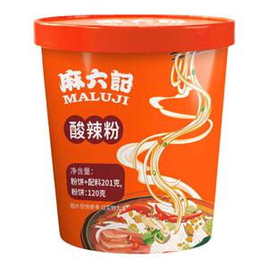 麻六记酸辣粉201g张兰汪小菲家非油炸红薯湿粉桶装免煮粉丝米线