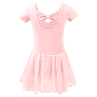 儿童舞蹈服女童练功服夏季短袖跳舞裙子芭蕾舞裙连体裙女孩舞蹈裙