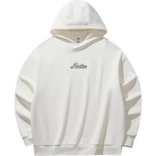 安踏运动卫衣男2025冬季新款休闲连帽通勤套头衫长袖针织上衣加绒