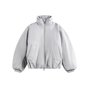 FAFC冬季立领加厚保暖短款夹克棉服男双褶皱纯色简约百搭棉衣外套