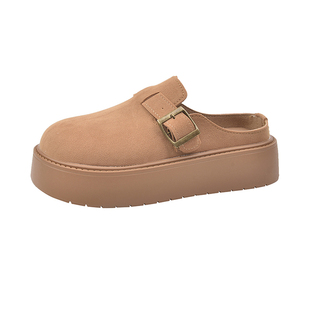 松糕厚底勃肯鞋包头半拖鞋女外穿2025秋冬新款一脚蹬凉拖鞋博肯鞋