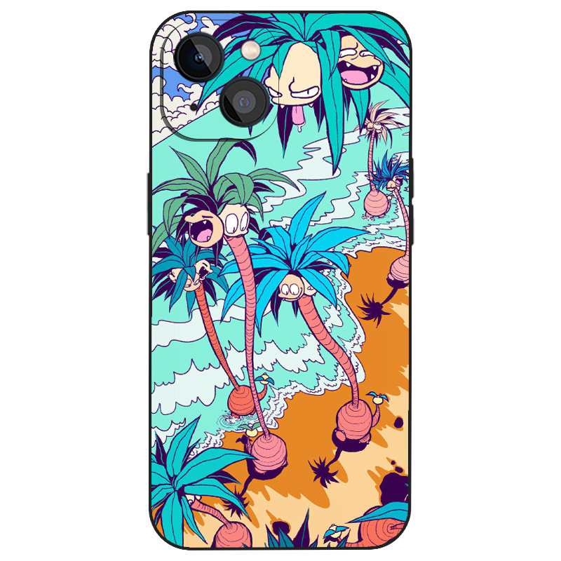 趣味椰蛋树宝可梦神奇宝贝卡通插画手机壳适用iPhone16防摔13全包11液态硅胶12苹果15Pro玻璃XsMax磨砂14软壳