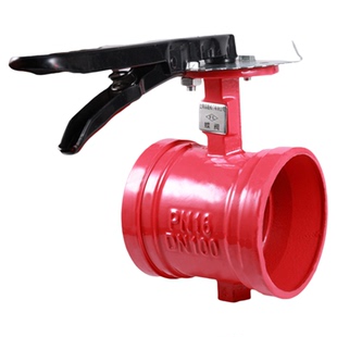 手柄沟槽蝶阀加厚阀体球墨铸铁消防手动蝶阀沟槽阀门DN50 65 80