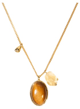 Wens编织系列纹理感宝石吊坠项链