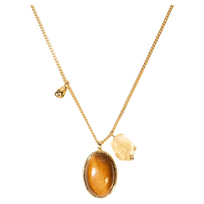 Wens编织系列纹理感宝石吊坠项链