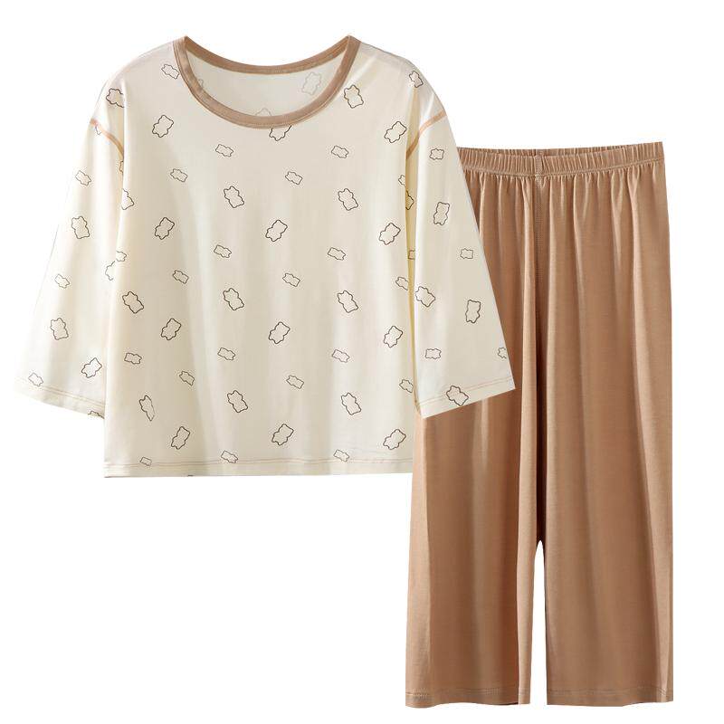 妙童岛儿童睡衣夏季薄款宝宝优可丝七分袖空调服男女童家居服套装