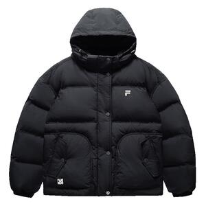 FILA FUSION斐乐潮牌羽绒服女2024冬季新款休闲宽松连帽保暖外套