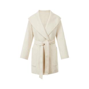 朗姿/LIME莱茵轻盈保暖时尚翻领真丝羊毛轻奢双面呢短大衣外套