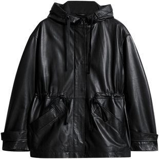 ALLSAINTS女士连帽皮衣外套Kelsea皮夹克时尚风衣春季款W027LB