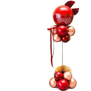 红金色波波球立柱桌飘结婚气球店铺开业公司新马年会活动装饰场景