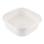 一次性餐盒白色牛皮纸正方形食品级加厚带盖外卖果切盒水果打包盒