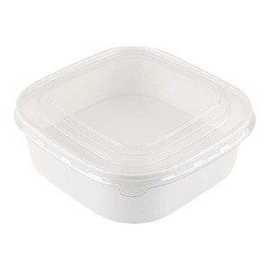 一次性餐盒白色牛皮纸正方形食品级加厚带盖外卖果切盒水果打包盒