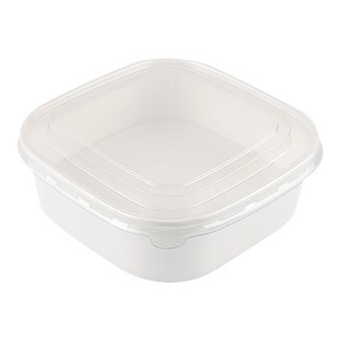 一次性餐盒白色牛皮纸正方形食品级加厚带盖外卖果切盒水果打包盒