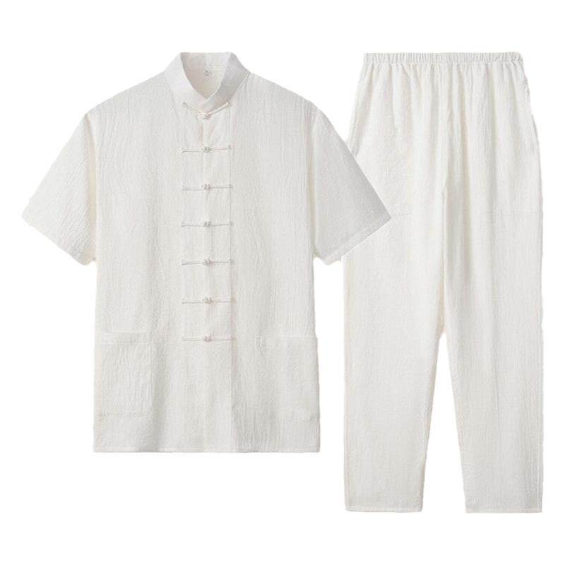 夏季短袖中式棉麻潮牌禅修服唐装