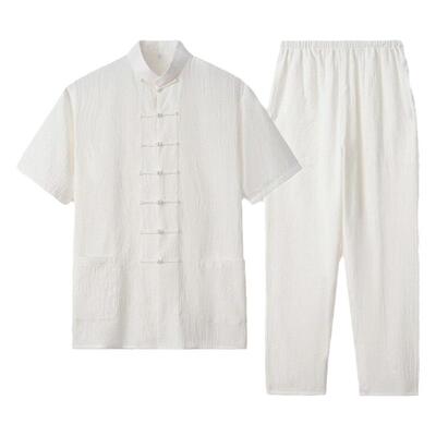 夏季短袖中式棉麻潮牌禅修服唐装