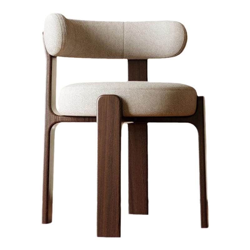 中古风家用靠背化妆椅子现代简约实木餐桌椅白蜡木软包胡桃色梳妆