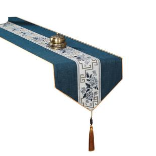 新中式桌旗禅意防水茶席茶台布艺轻奢高端茶几桌布茶垫布现代简约