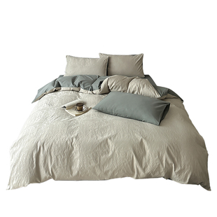 轻奢风100S全棉长绒棉四件套贡缎提花被套床笠款纯棉床单床上用品