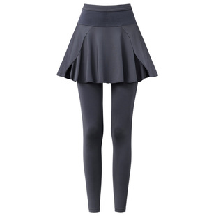 大码高腰假两件运动裤裙裤女夏季瑜伽健身羽毛球跑步弹力显瘦长裤