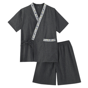 2026日式汗蒸服男款开衫短袖按摩SPA足浴洗浴中心高档温泉桑拿服